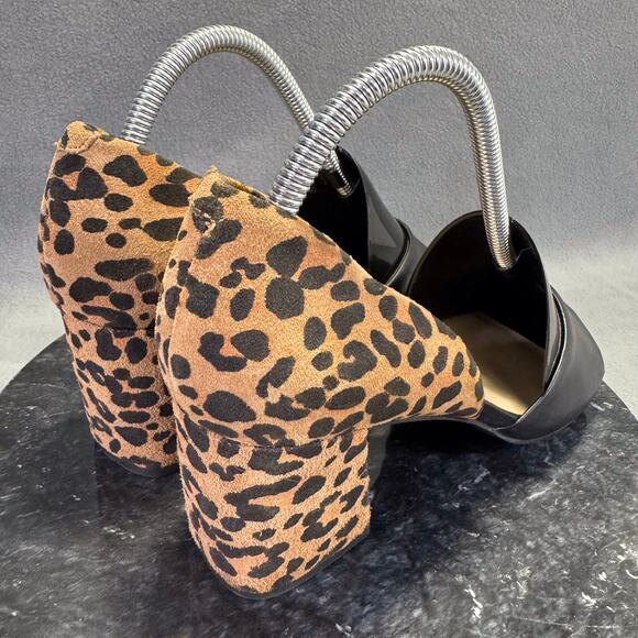 Seychelles Leopard Print & Black Leather Peep Toe Block Heels Women's Size 8 US - Picture 12 of 12
